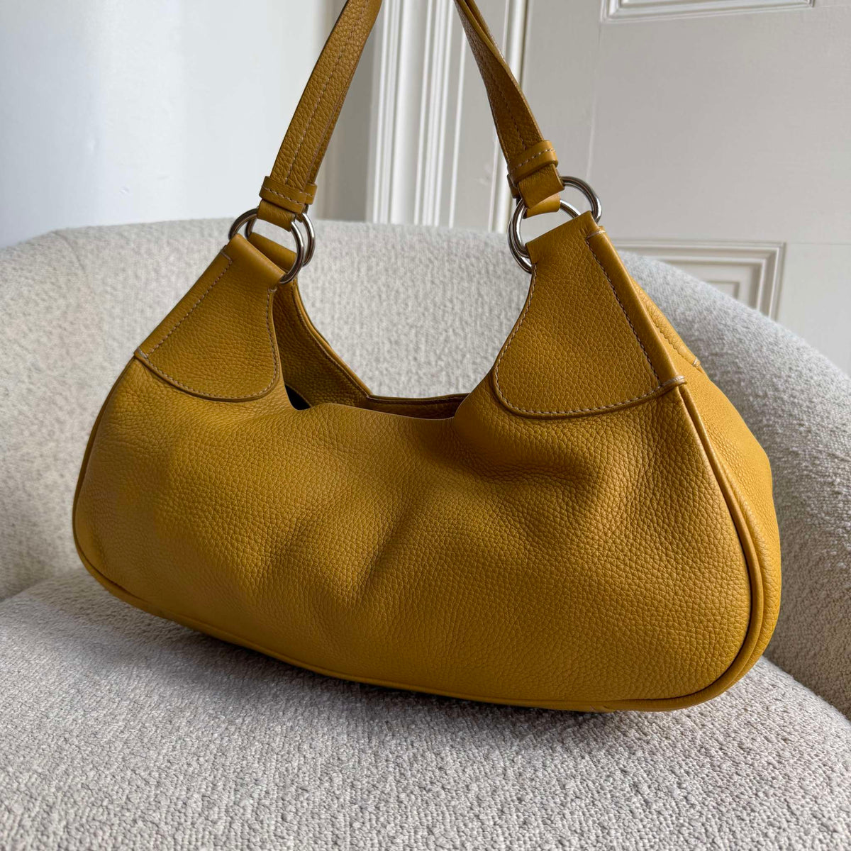 Prada Vitello Daino Yellow Shoulder Bag
