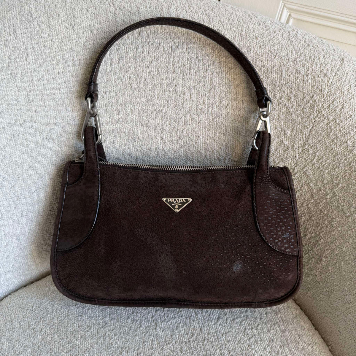 Prada Piccoli Suede Brown Shoulder Bag