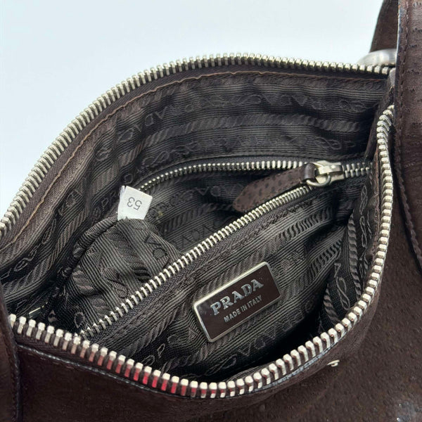 Prada Piccoli Suede Brown Shoulder Bag