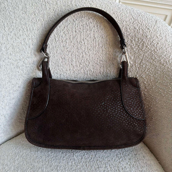 Prada Piccoli Suede Brown Shoulder Bag