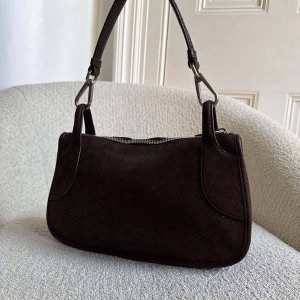 Prada Piccoli Suede Brown Shoulder Bag