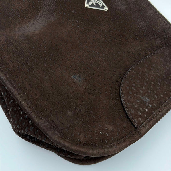 Prada Piccoli Suede Brown Shoulder Bag