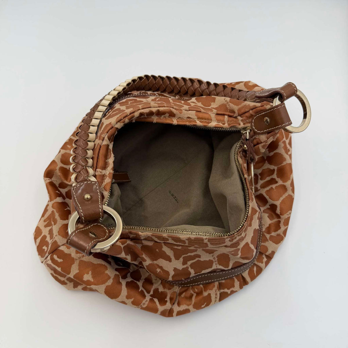 Fendi Chef Leopard Canvas Shoulder Bag