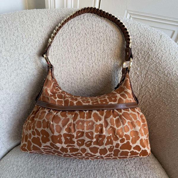 Fendi Chef Leopard Canvas Shoulder Bag