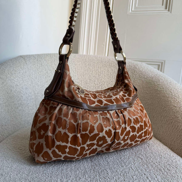 Fendi Chef Leopard Canvas Shoulder Bag