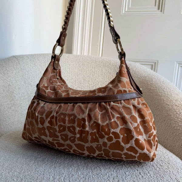 Fendi Chef Leopard Canvas Shoulder Bag