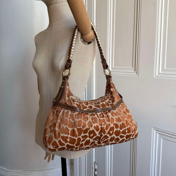 Fendi Chef Leopard Canvas Shoulder Bag