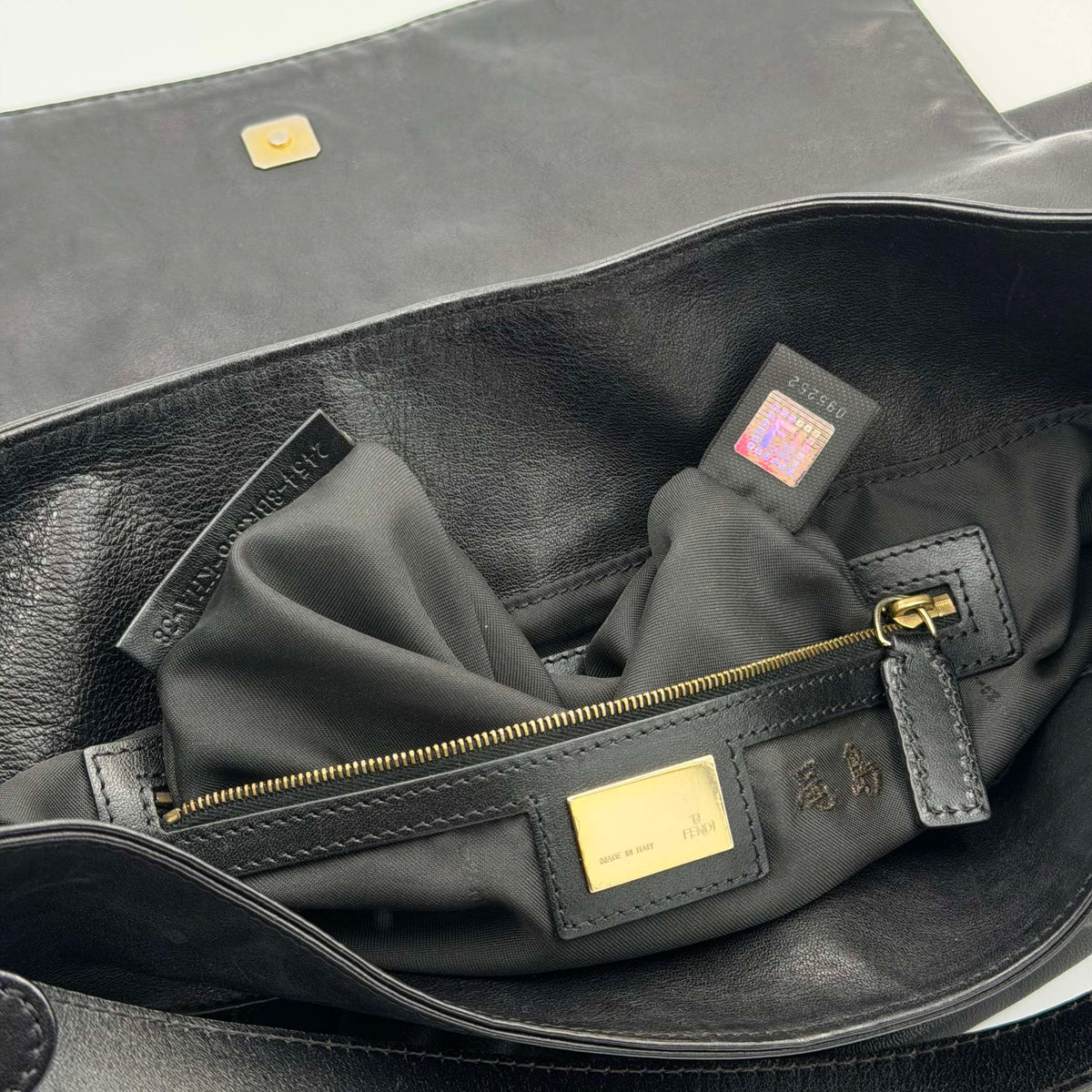 Fendi Chef Leather Black Large Shoulder Bag