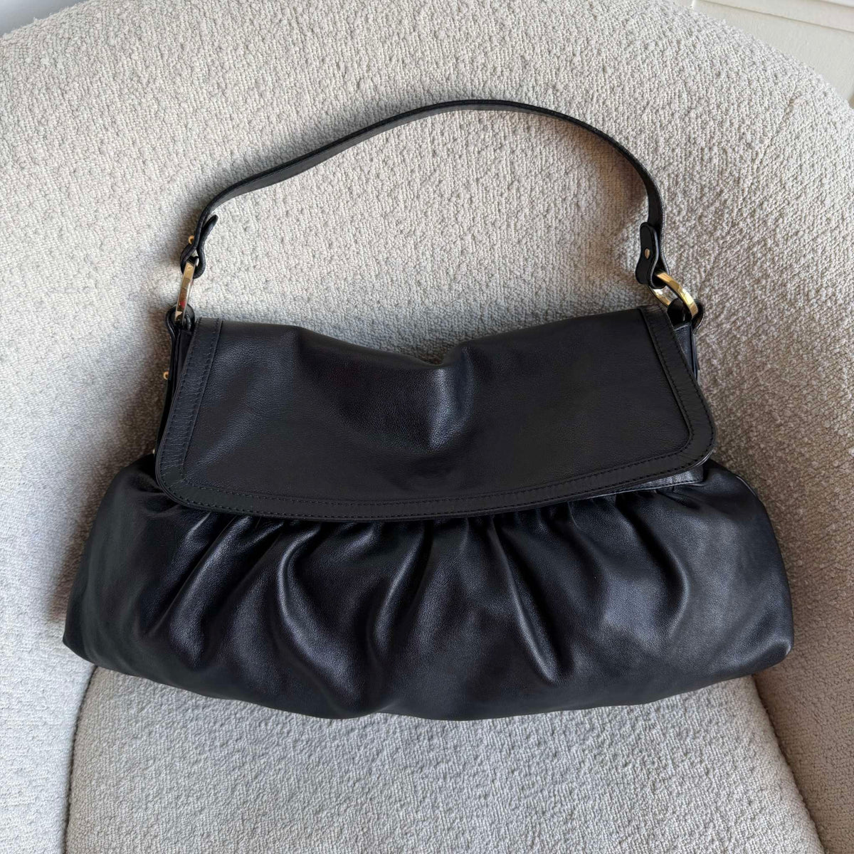 Fendi Chef Leather Black Large Shoulder Bag