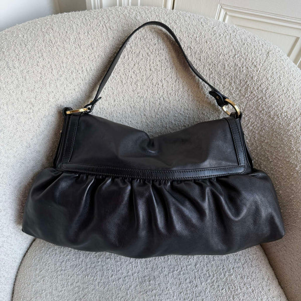 Fendi Chef Leather Black Large Shoulder Bag
