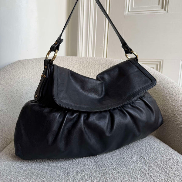 Fendi Chef Leather Black Large Shoulder Bag