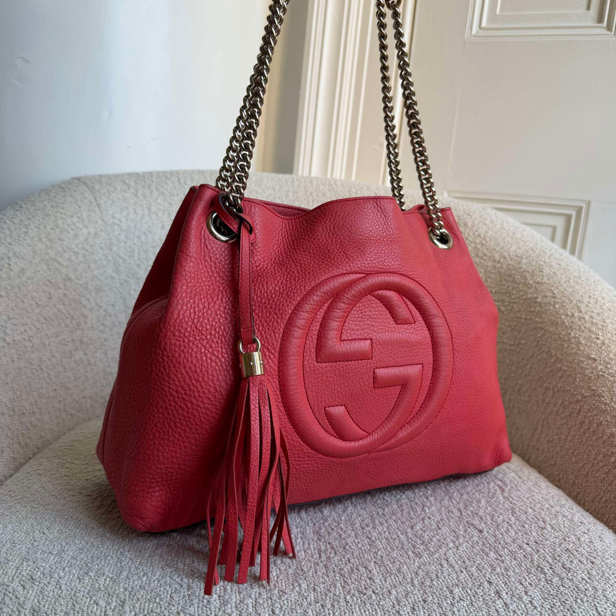 Gucci Soho Chain Pink Leather Tote Bag