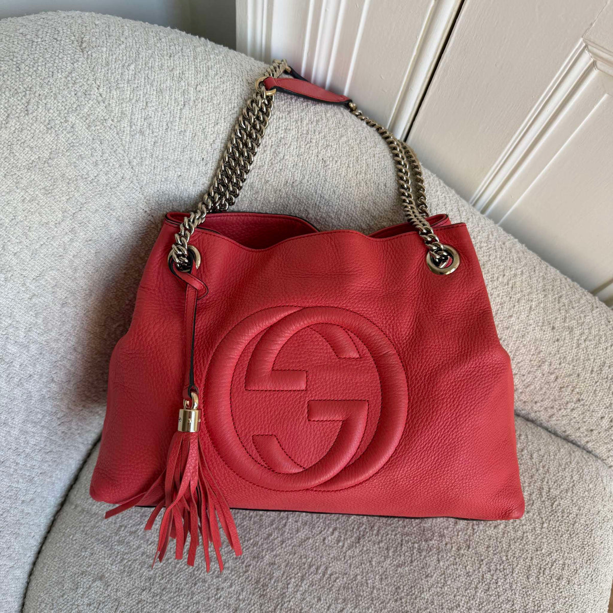 Gucci Soho Chain Pink Leather Tote Bag