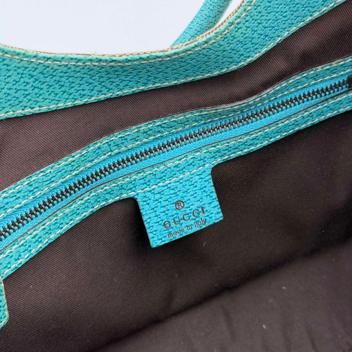 Gucci GG Canvas Jackie Aqua Blue Shoulder Bag
