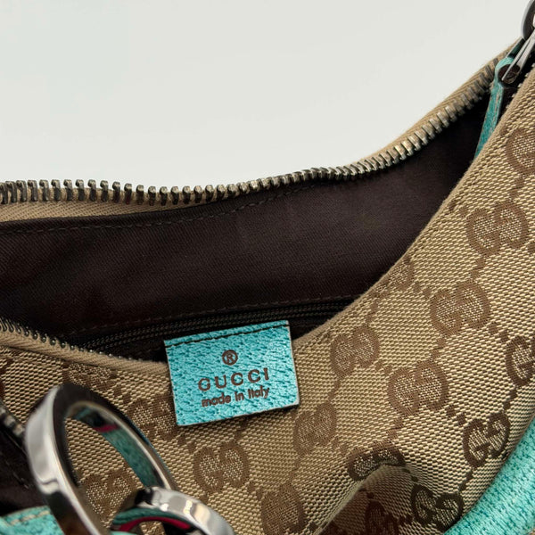 Gucci GG Canvas Aqua Blue Shoulder Bag
