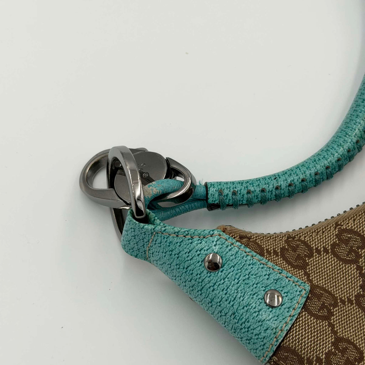 Gucci GG Canvas Aqua Blue Shoulder Bag
