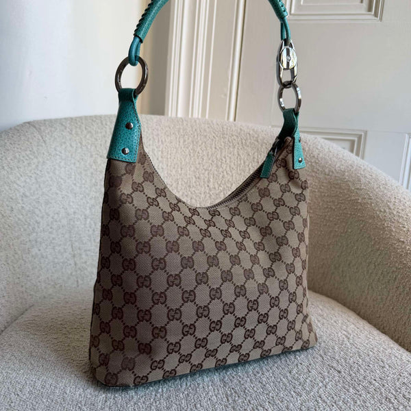 Gucci GG Canvas Aqua Blue Shoulder Bag