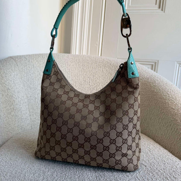 Gucci GG Canvas Aqua Blue Shoulder Bag