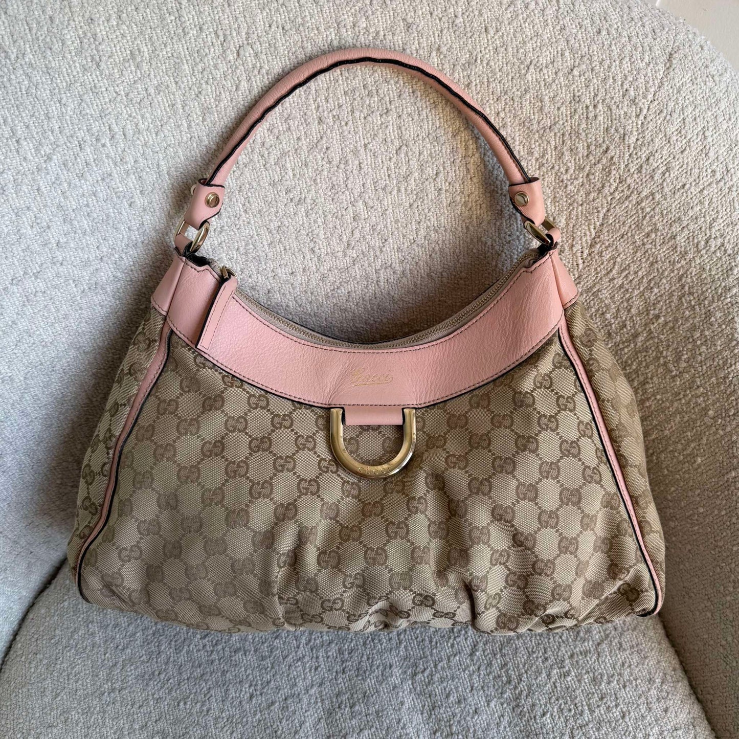 Gucci GG Canvas Abbey Pink Shoulder Bag