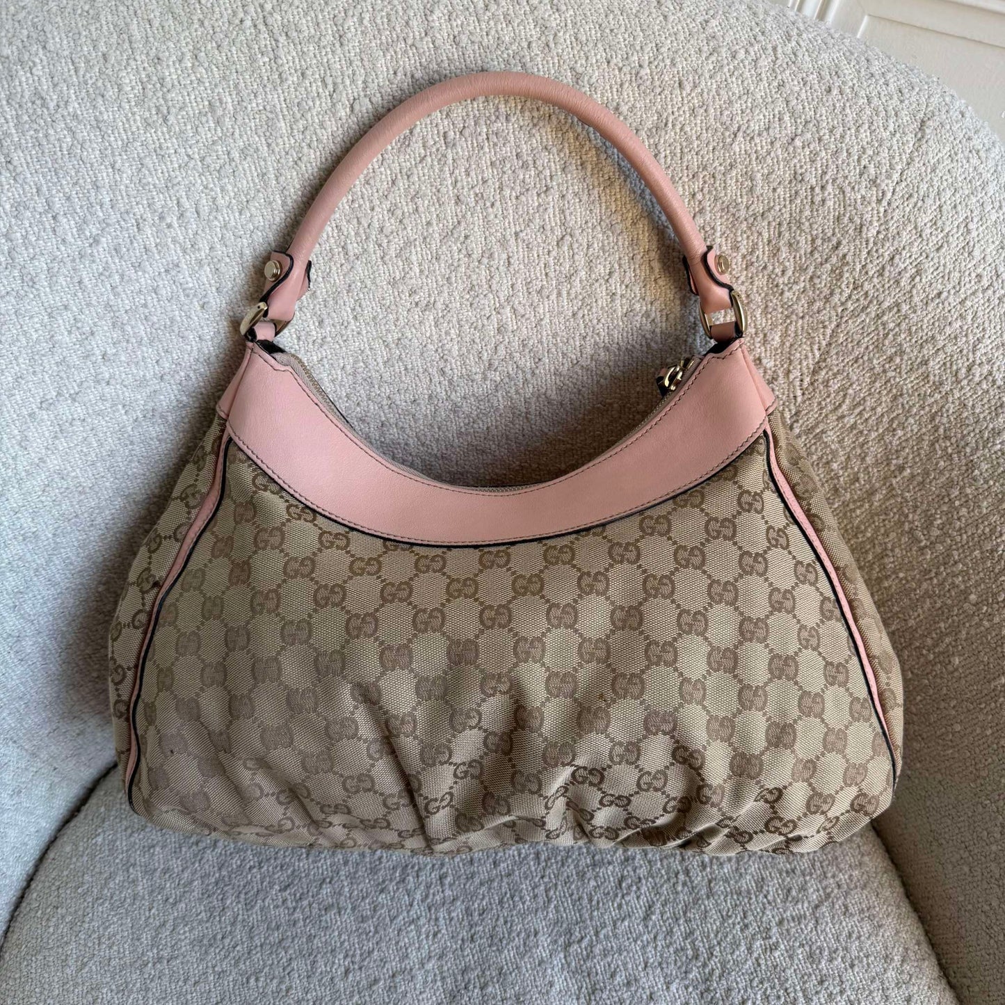 Gucci GG Canvas Abbey Pink Shoulder Bag