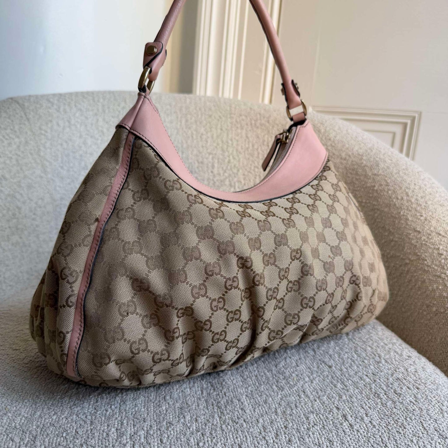 Gucci GG Canvas Abbey Pink Shoulder Bag