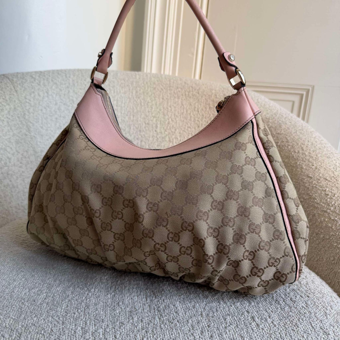 Gucci GG Canvas Abbey Pink Shoulder Bag