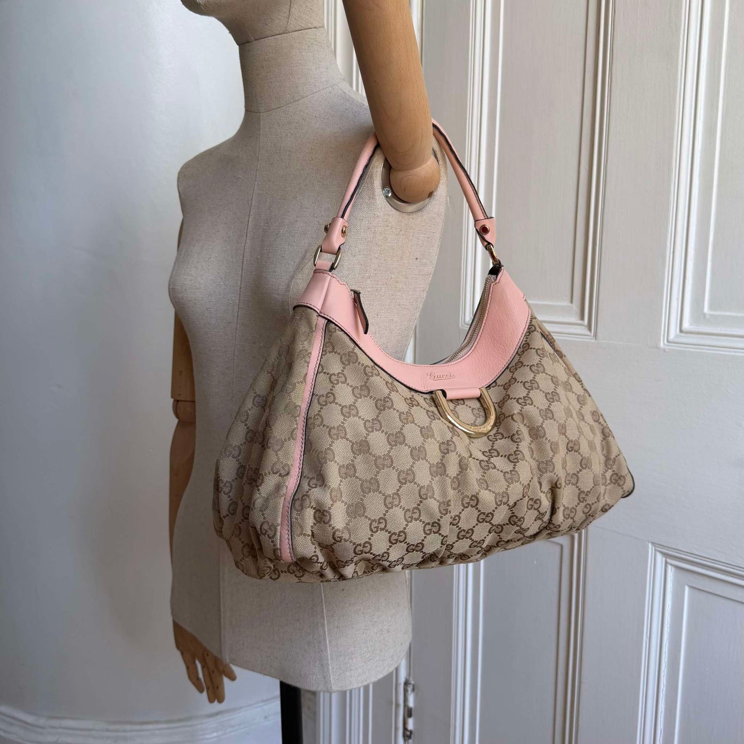 Gucci GG Canvas Abbey Pink Shoulder Bag