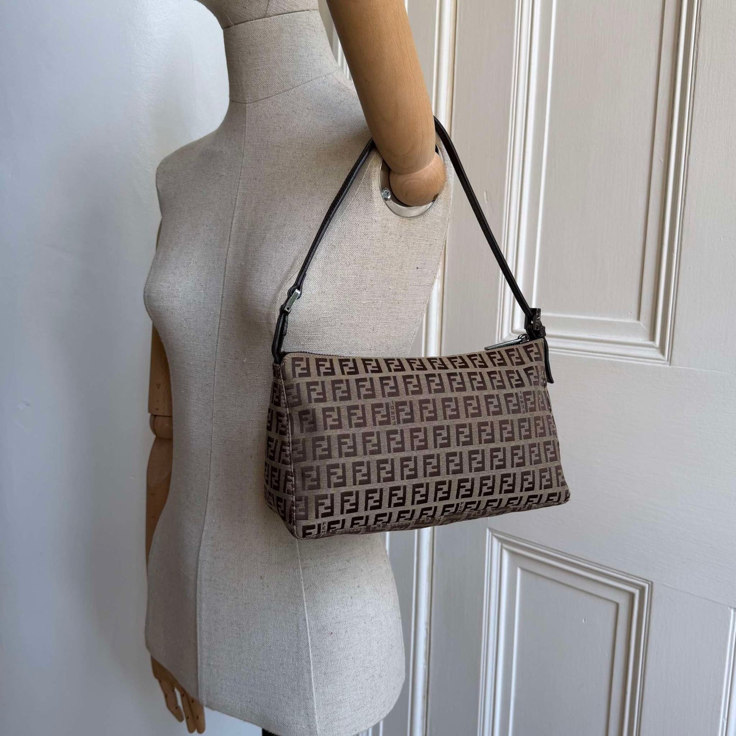 Fendi Zucchino Brown Shoulder Bag