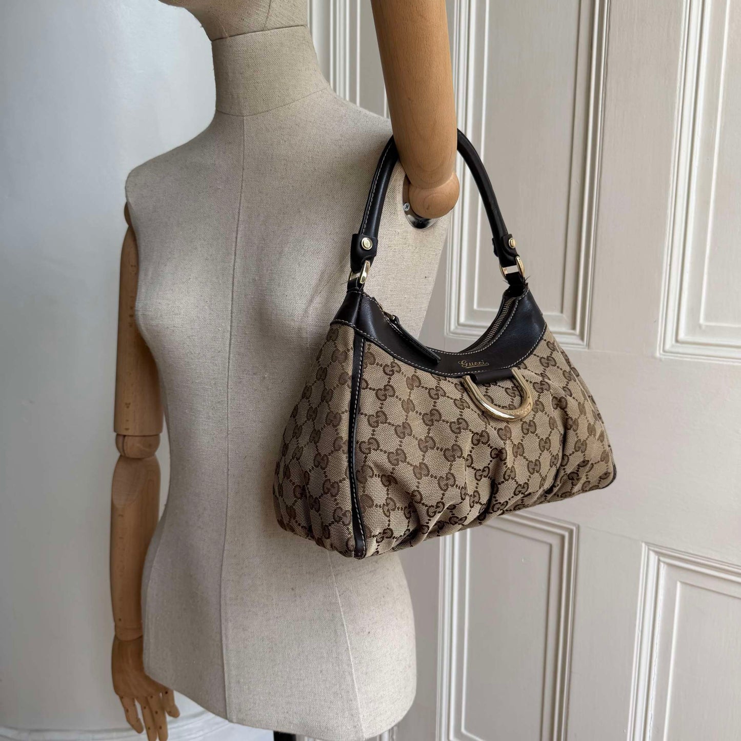 Gucci GG Canvas Abbey Brown Shoulder Bag