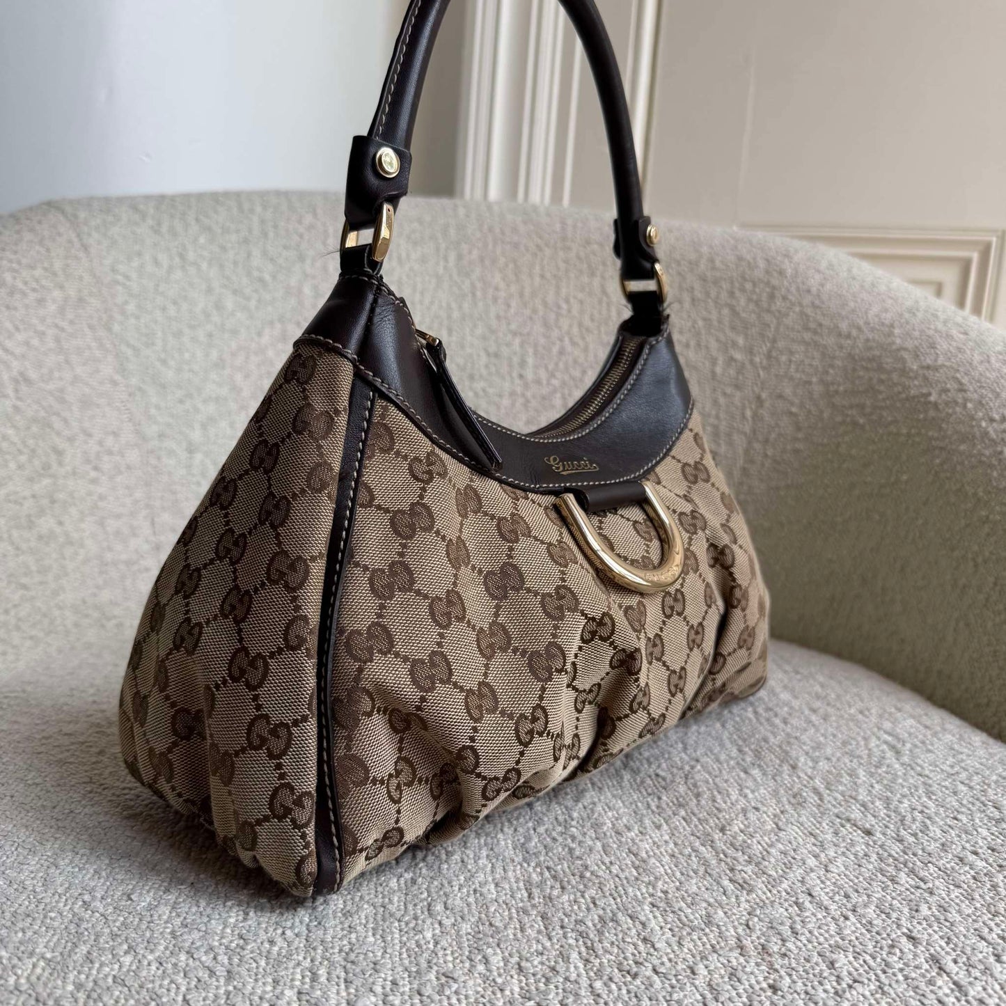 Gucci GG Canvas Abbey Brown Shoulder Bag