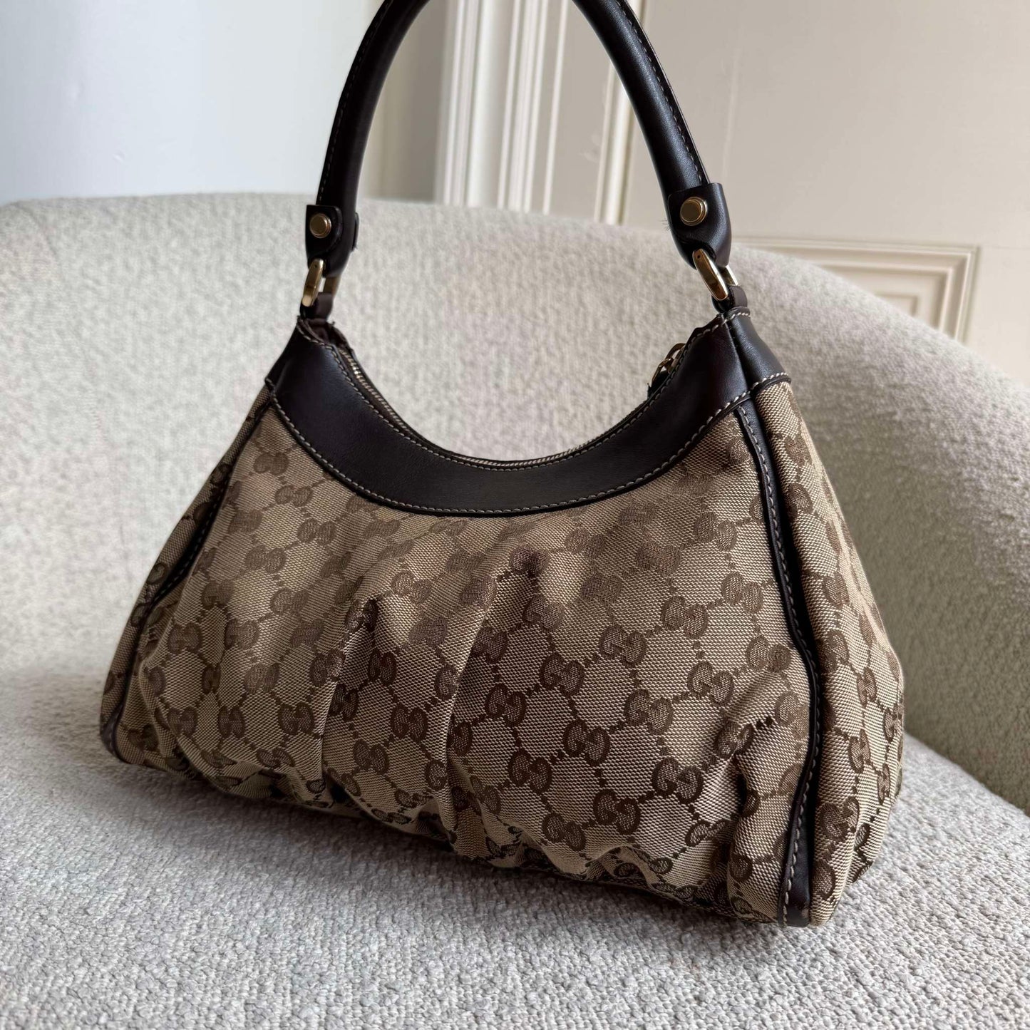 Gucci GG Canvas Abbey Brown Shoulder Bag