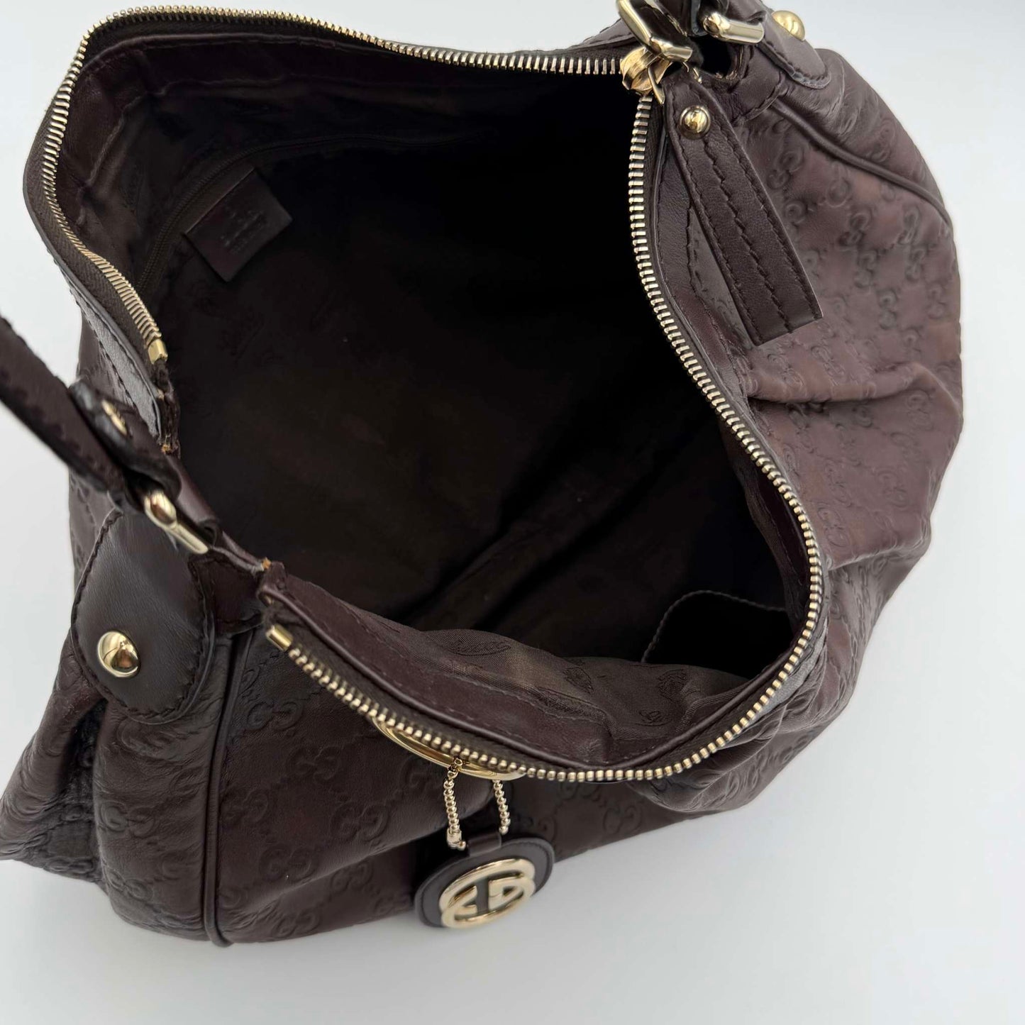 Gucci Guccissima Sukey Leather Brown Shoulder Bag