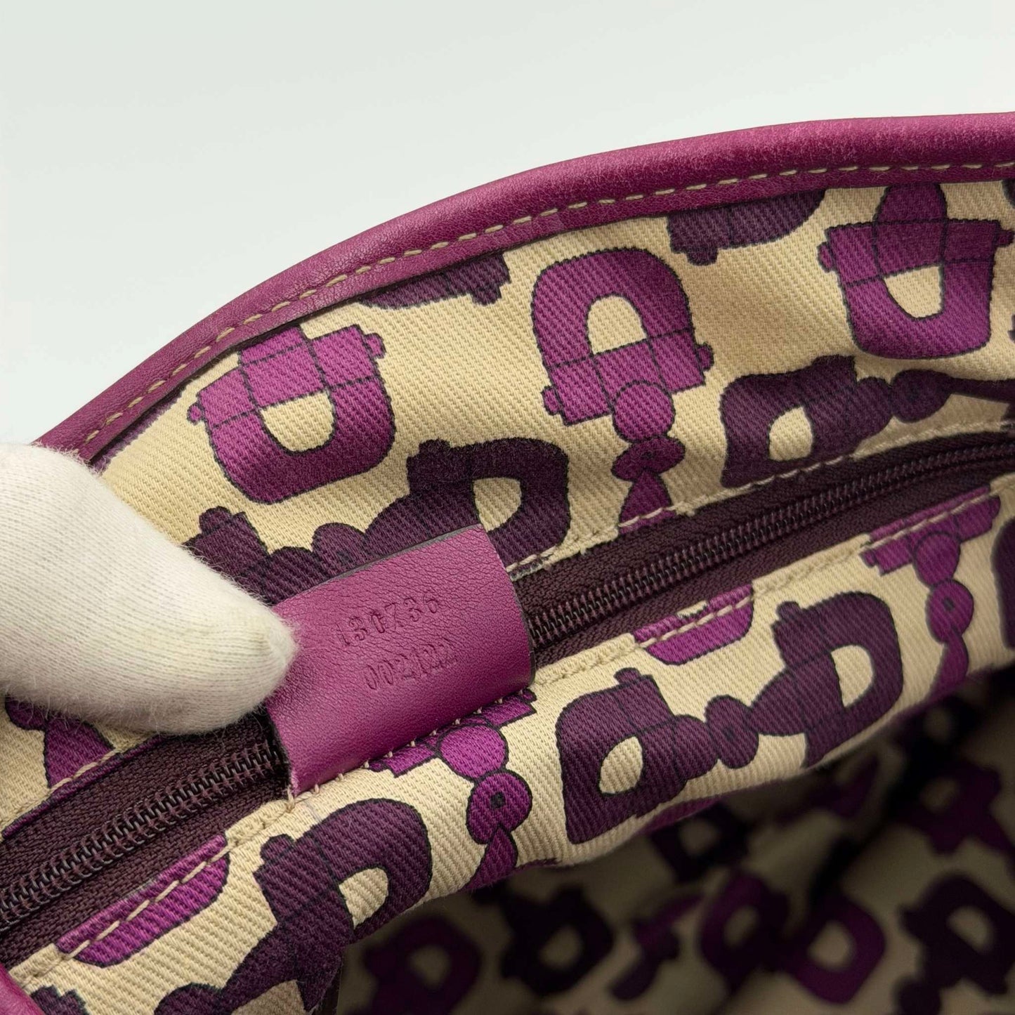 Gucci Guccissima Abbey Leather Purple Tote Bag