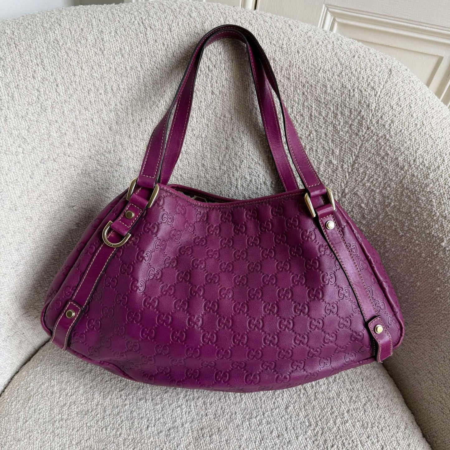 Gucci Guccissima Abbey Leather Purple Tote Bag