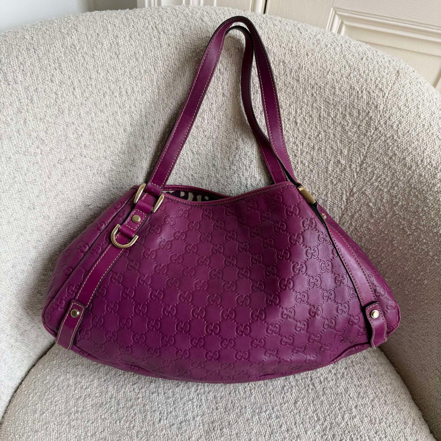 Gucci Guccissima Abbey Leather Purple Tote Bag