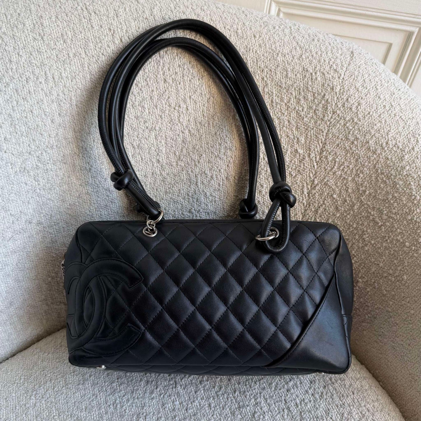 2005 Chanel Cambon Quilted Black Bowling Shoulder Bag