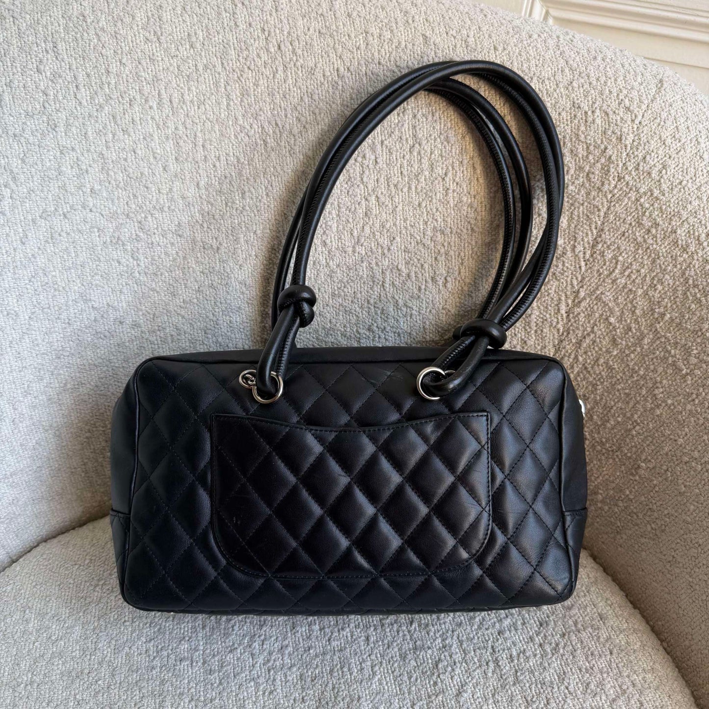 2005 Chanel Cambon Quilted Black Bowling Shoulder Bag