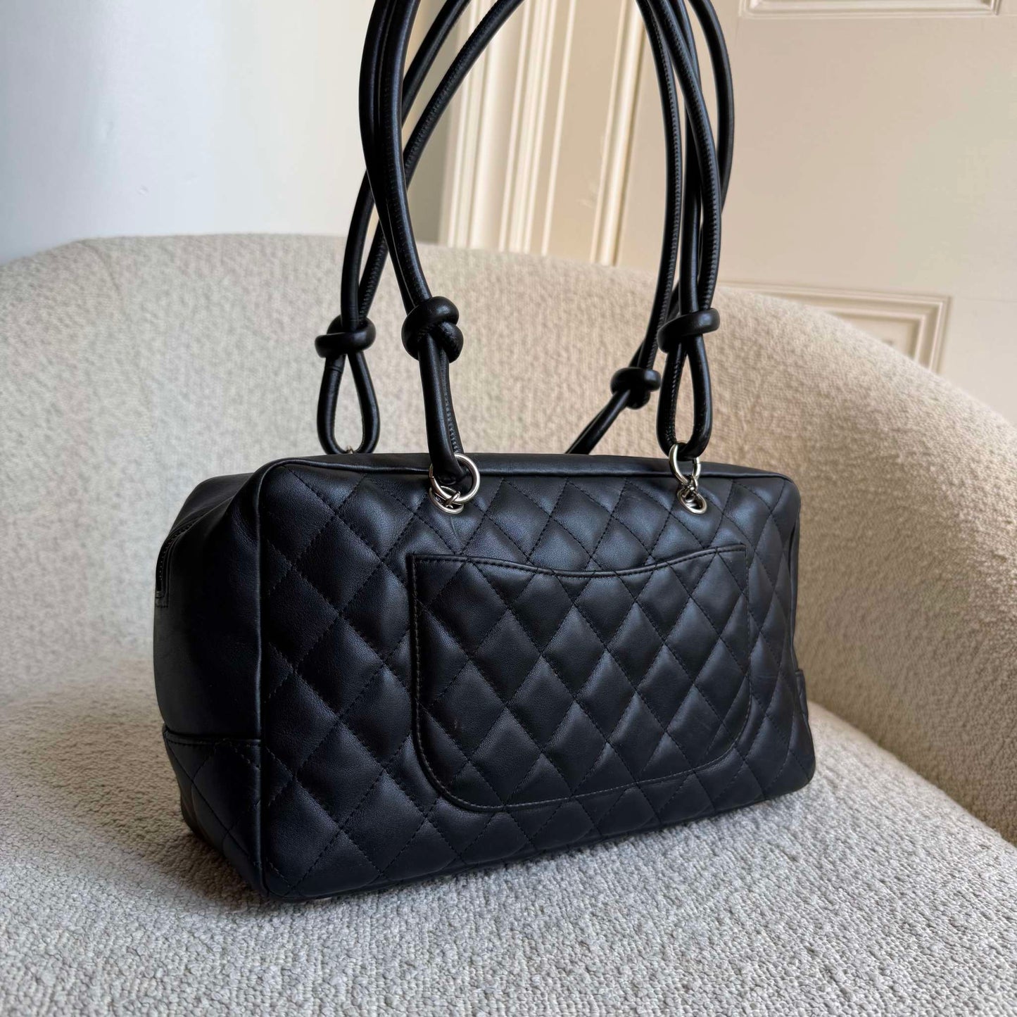 2005 Chanel Cambon Quilted Black Bowling Shoulder Bag