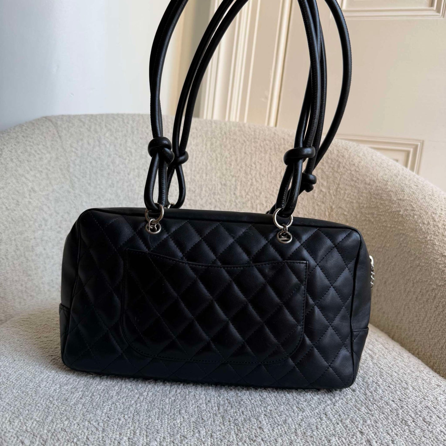 2005 Chanel Cambon Quilted Black Bowling Shoulder Bag