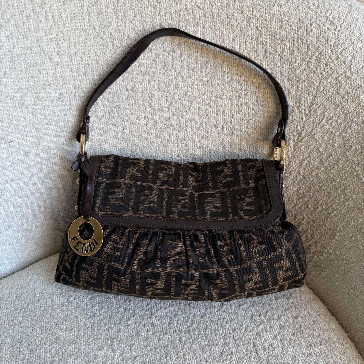 Fendi Zucca Chef Dark Brown Shoulder Bag
