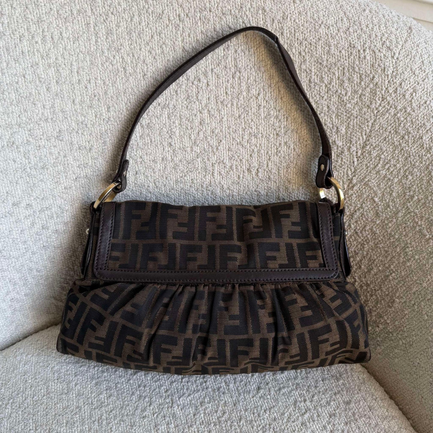 Fendi Zucca Chef Dark Brown Shoulder Bag