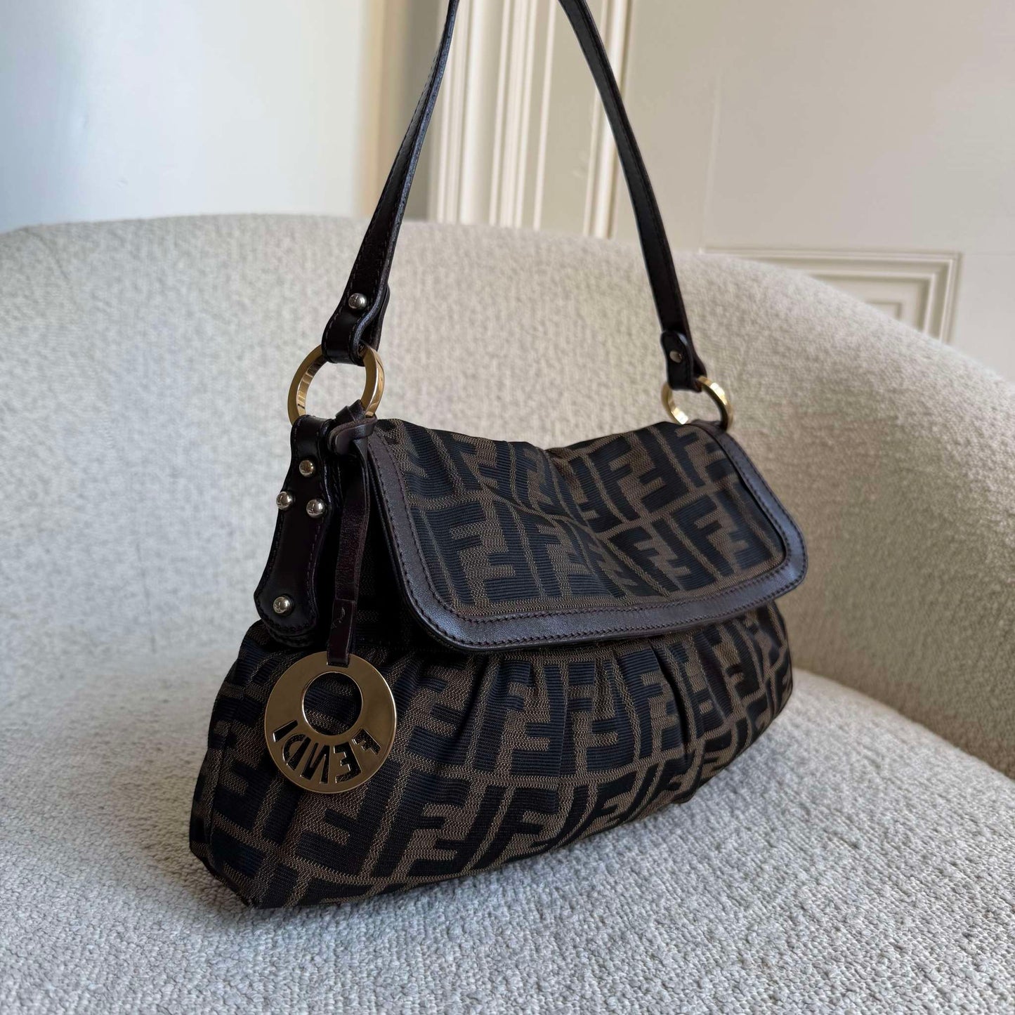 Fendi Zucca Chef Dark Brown Shoulder Bag