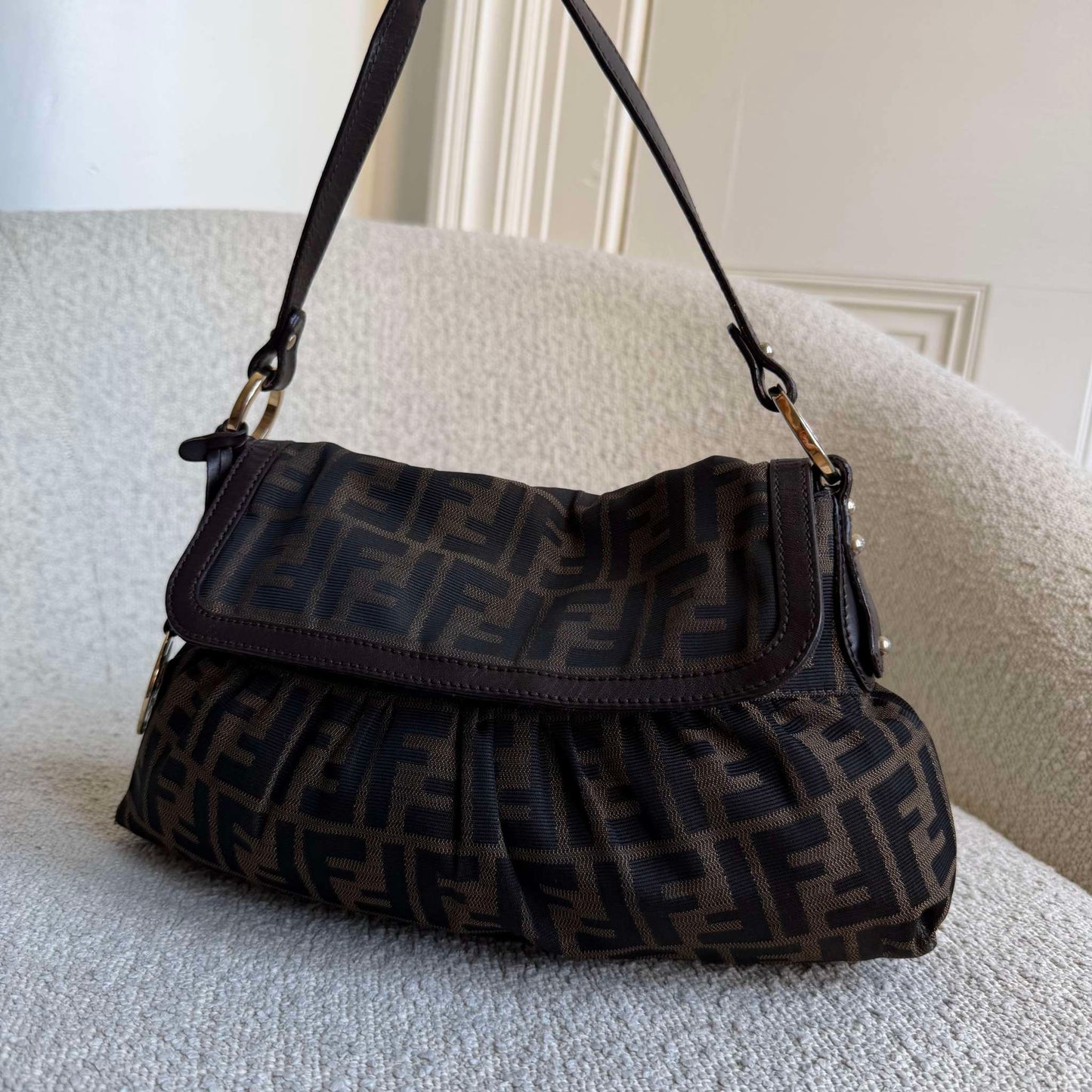 Fendi Zucca Chef Dark Brown Shoulder Bag