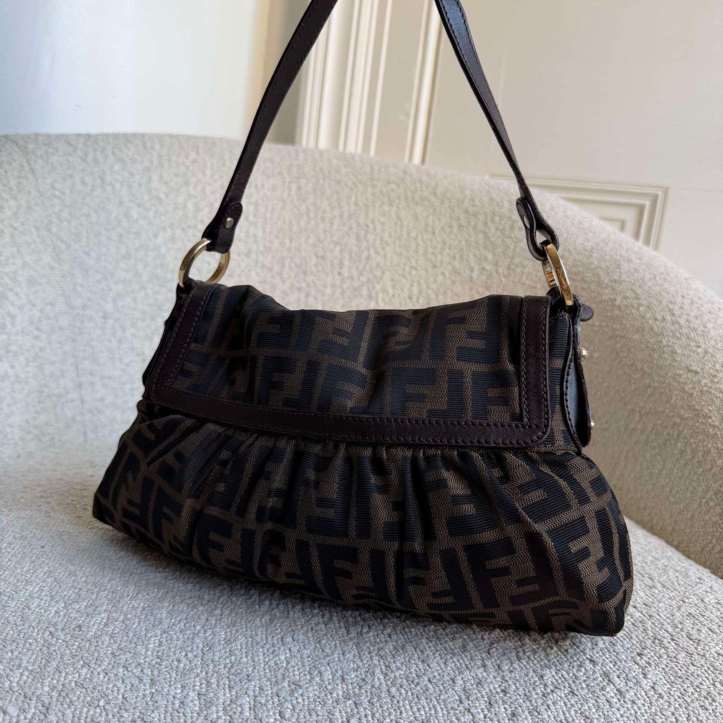 Fendi Zucca Chef Dark Brown Shoulder Bag