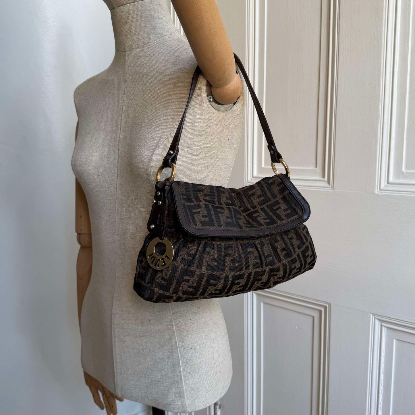 Fendi Zucca Chef Dark Brown Shoulder Bag