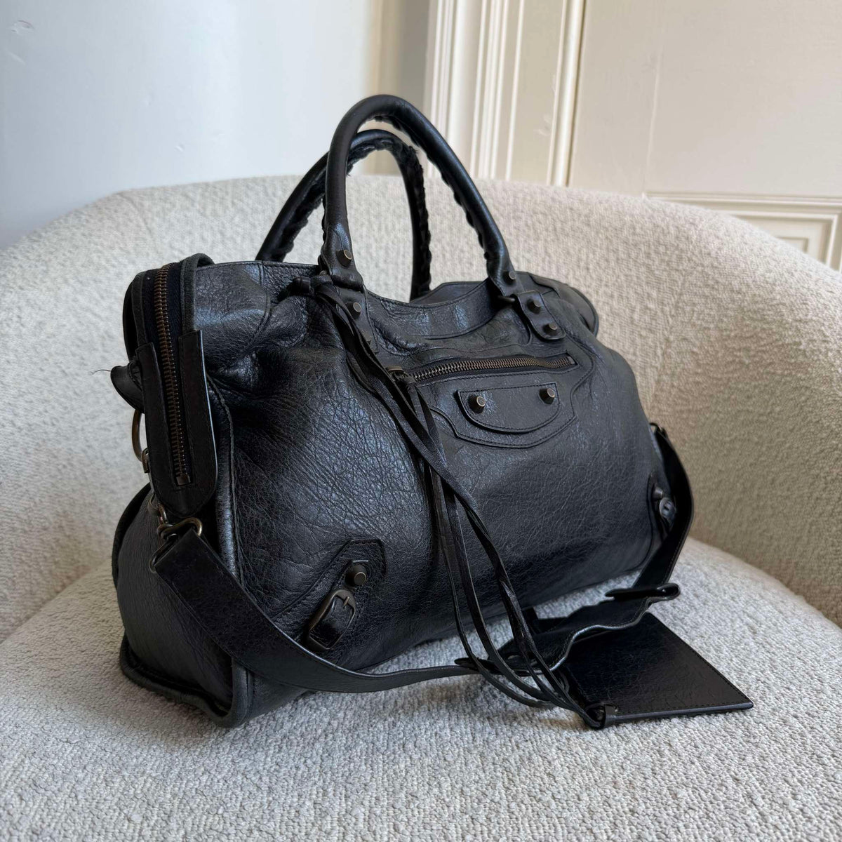 2012 Balenciaga The City Leather Black Bag