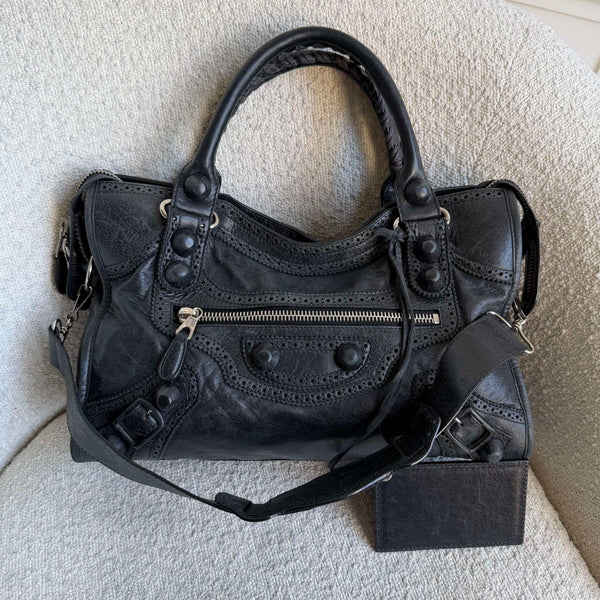 2010 Balenciaga The Giant City 21 Leather Black Bag