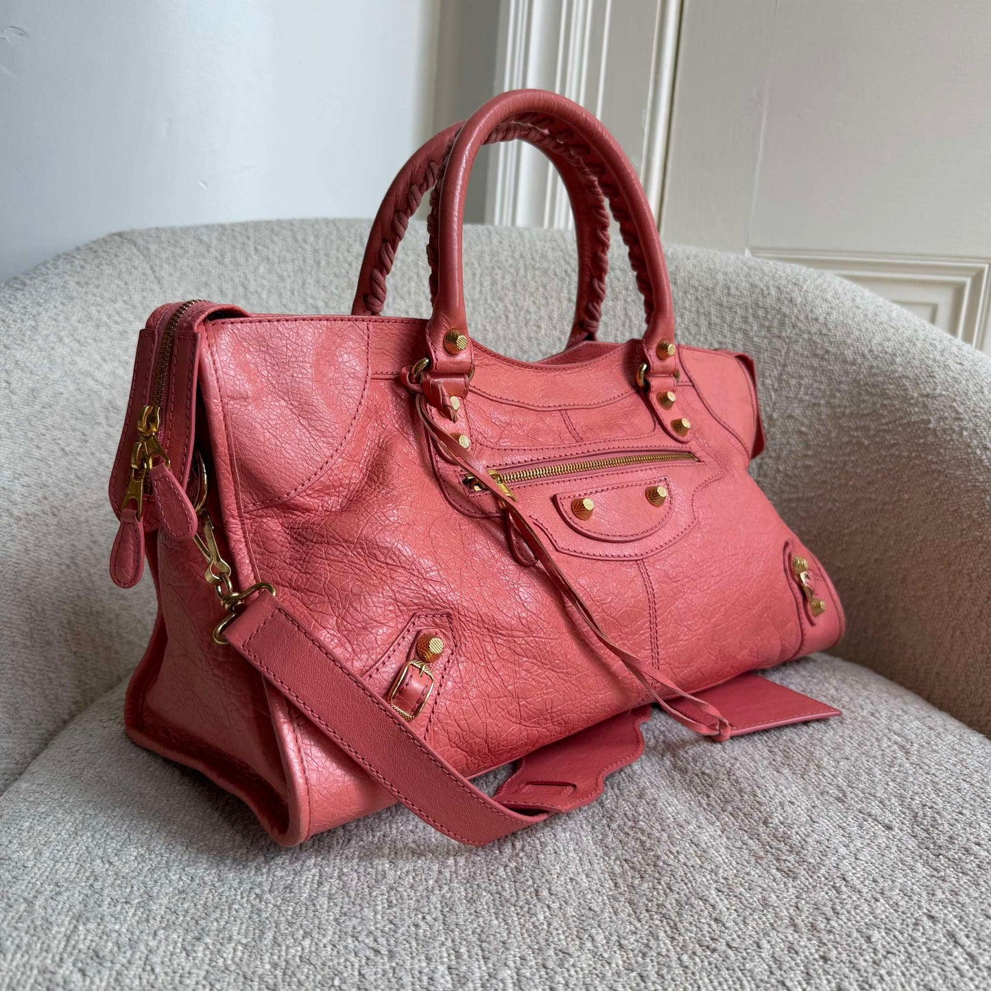 2014 Balenciaga The Part Time Leather Pink Shoulder Bag