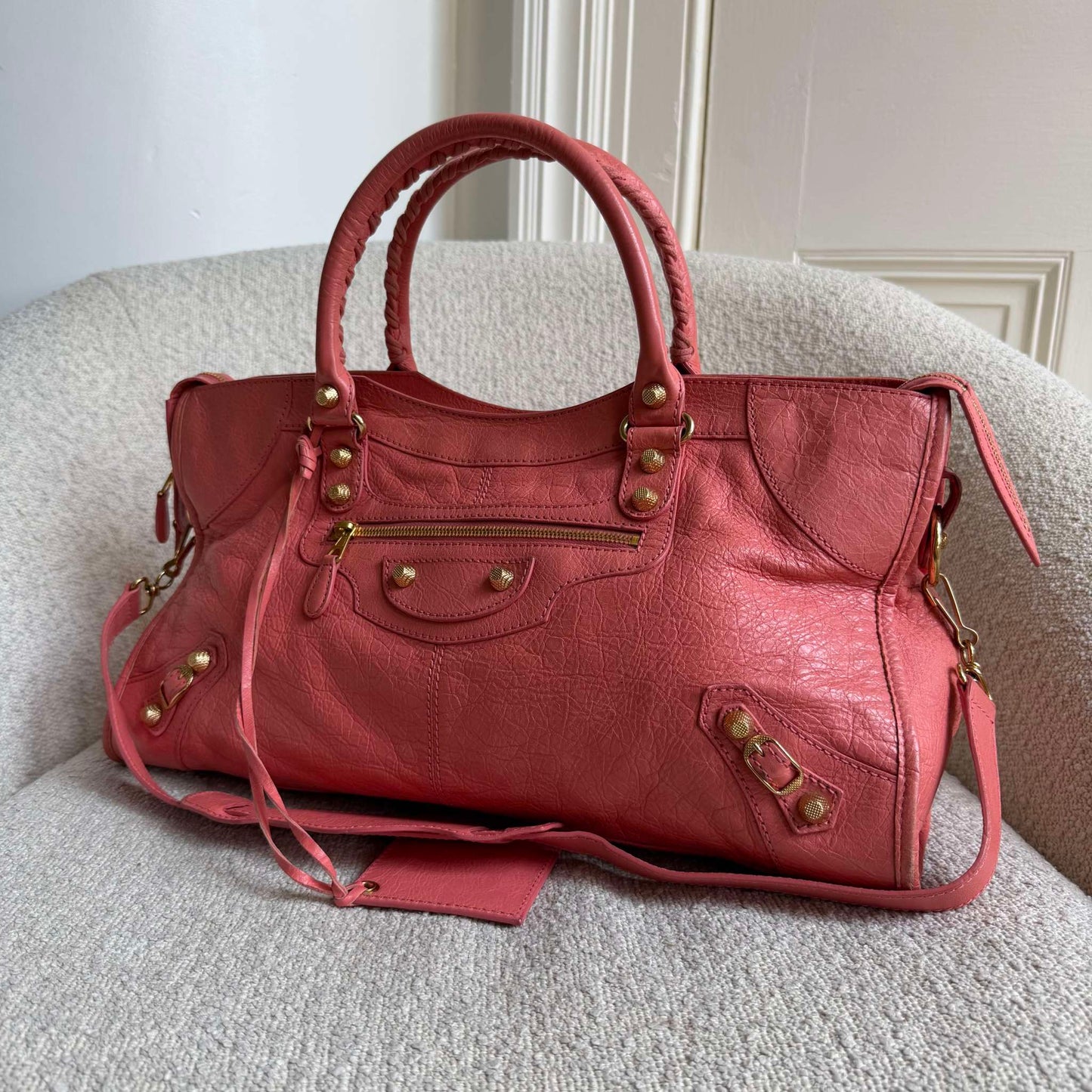 2014 Balenciaga The Part Time Leather Pink Shoulder Bag