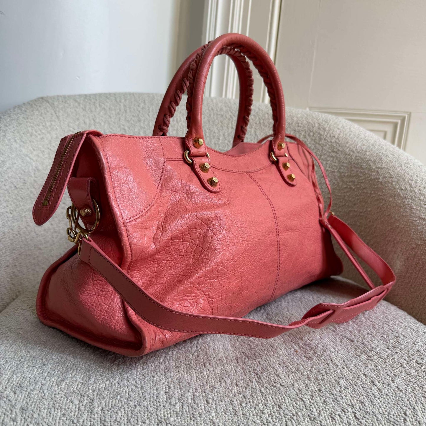 2014 Balenciaga The Part Time Leather Pink Shoulder Bag